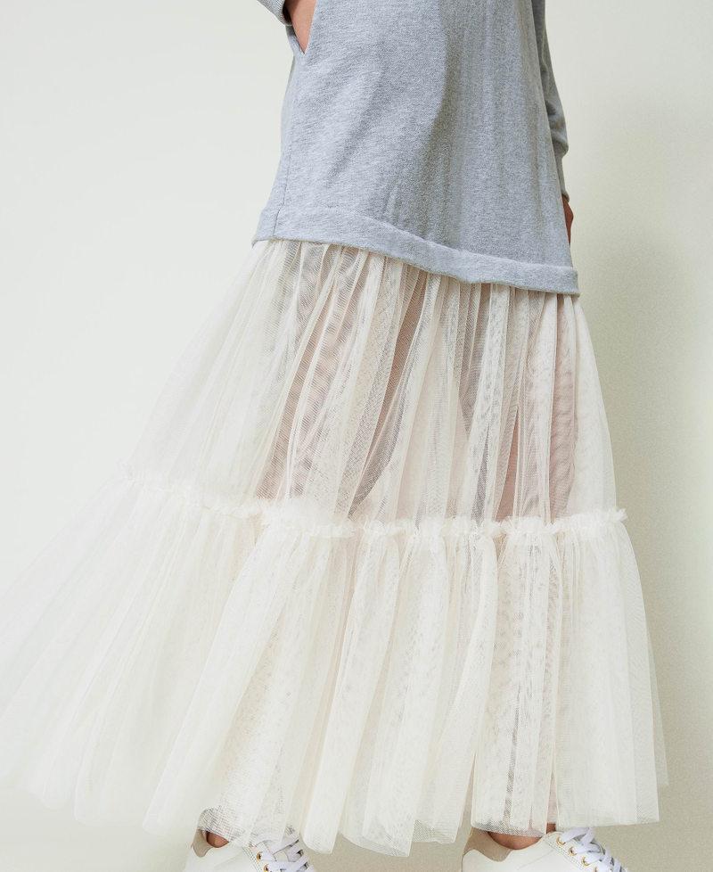 Scee by twin set Abito lungo in felpa e tulle Smaltimento dello stoccaggio