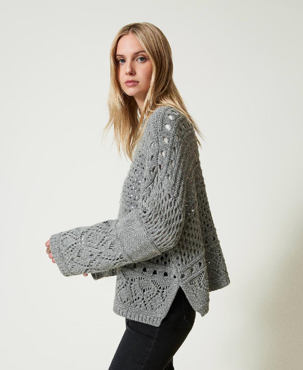 Scee by twin set Maglia in misto lana con paillettes Vendita calda