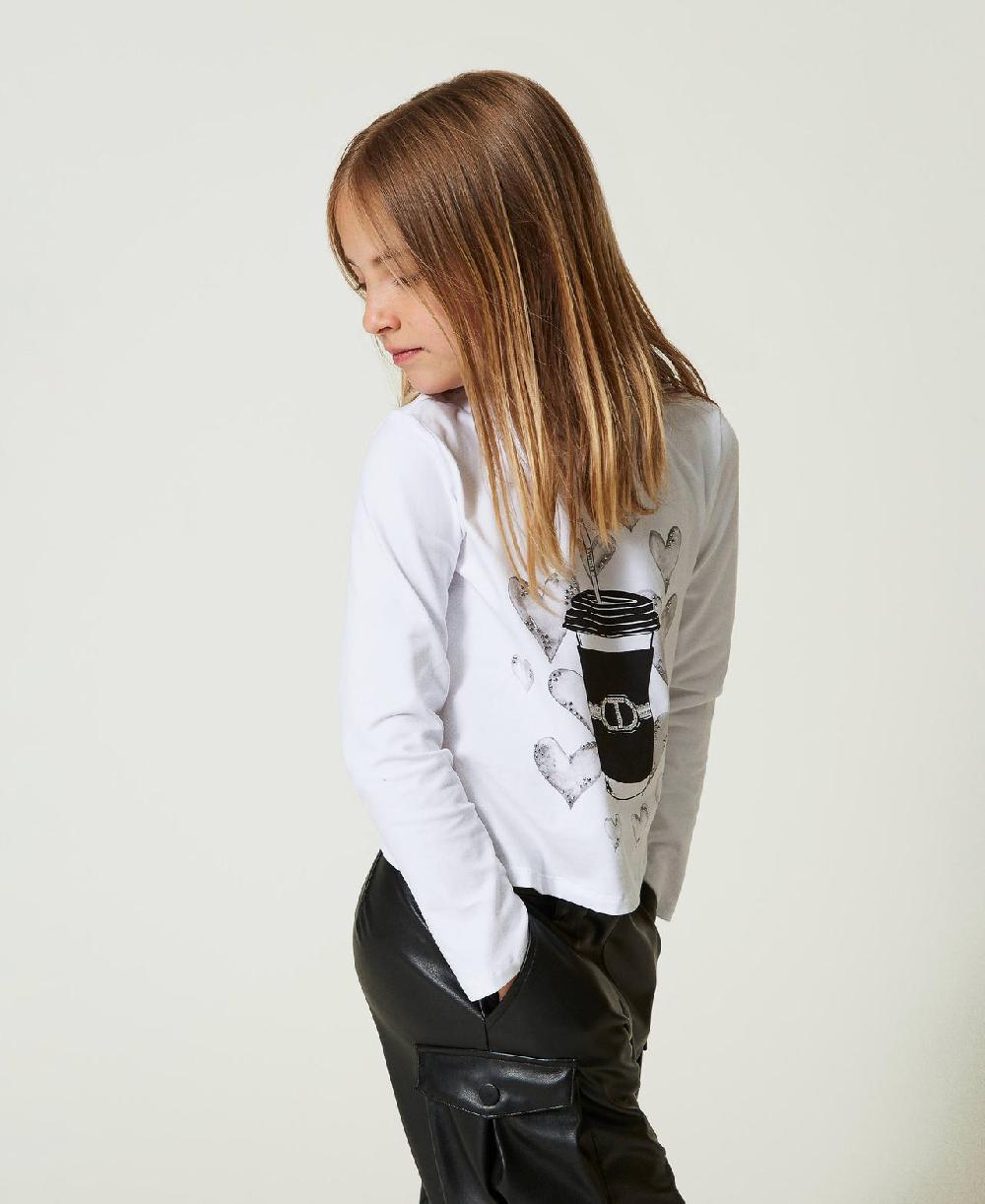 Scee by twin set T-shirt con stampa e strass Offerta temporanea