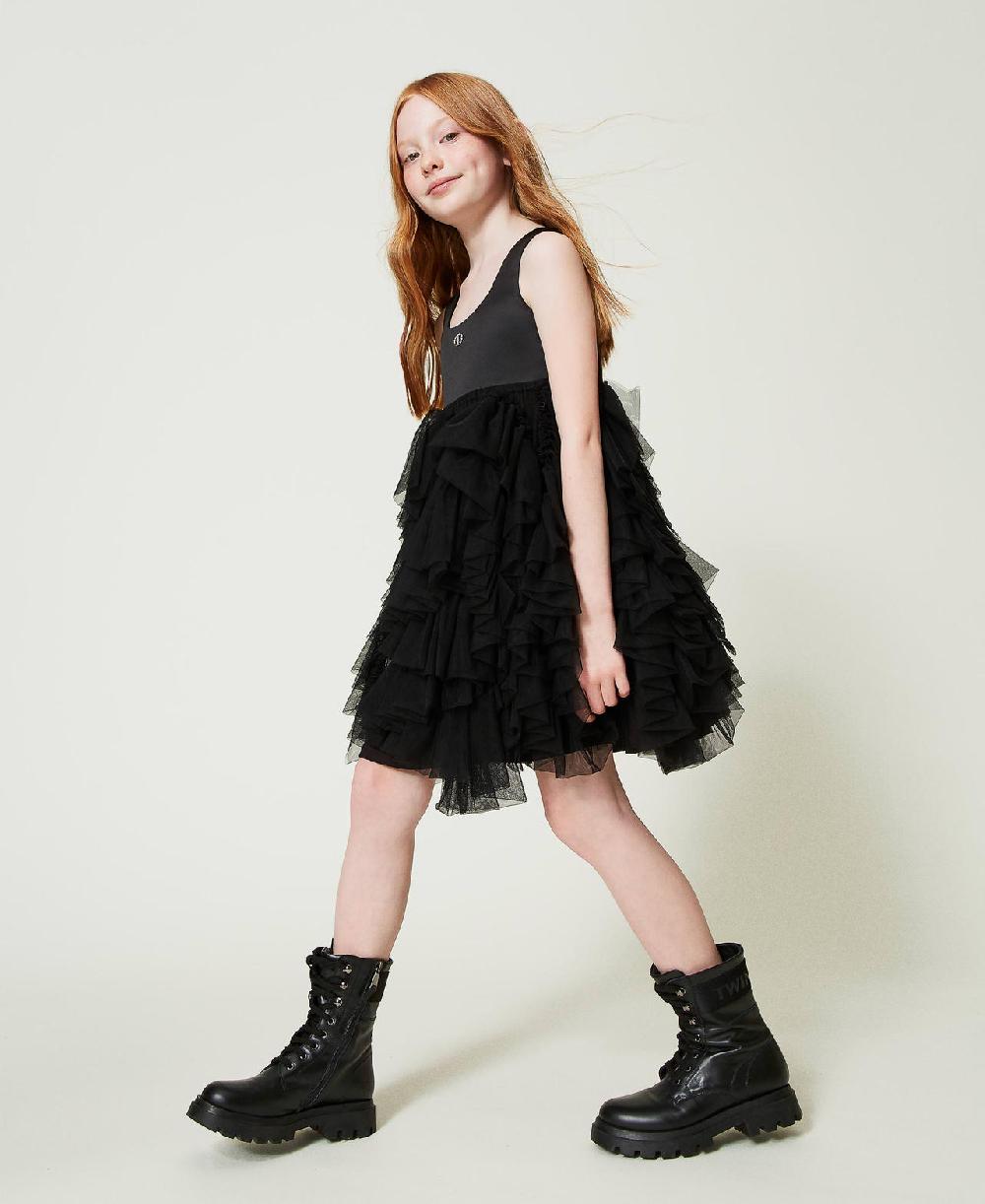 Scee by twin set Abito corto con volant in tulle Nuovi prodotti