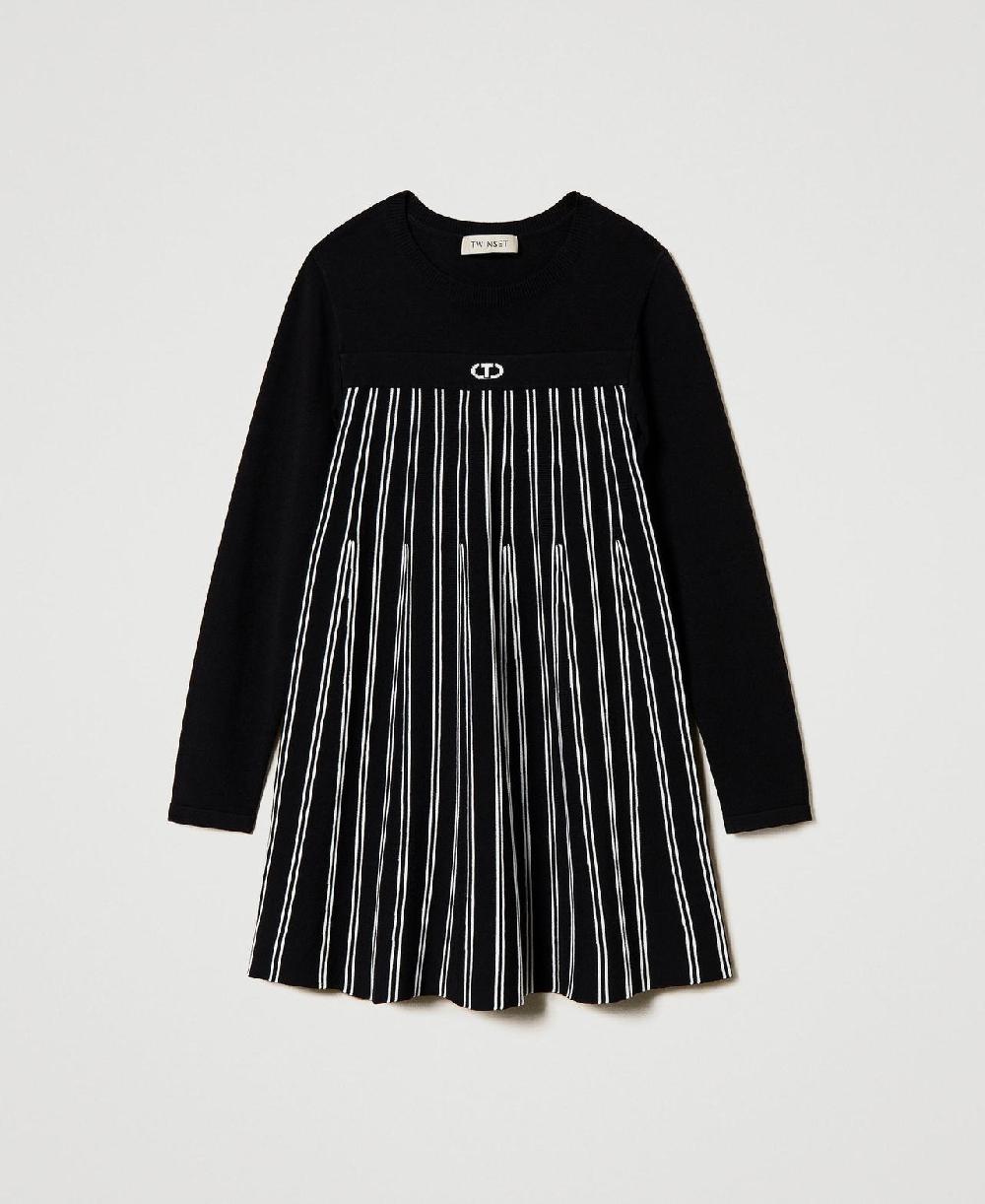 Scee by twin set Abito corto in maglia a righe flexage Offerte stagionali