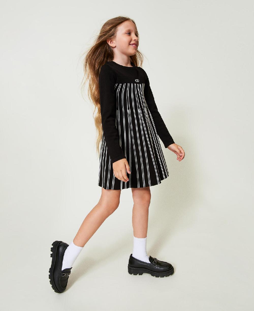 Scee by twin set Abito corto in maglia a righe flexage Offerte stagionali