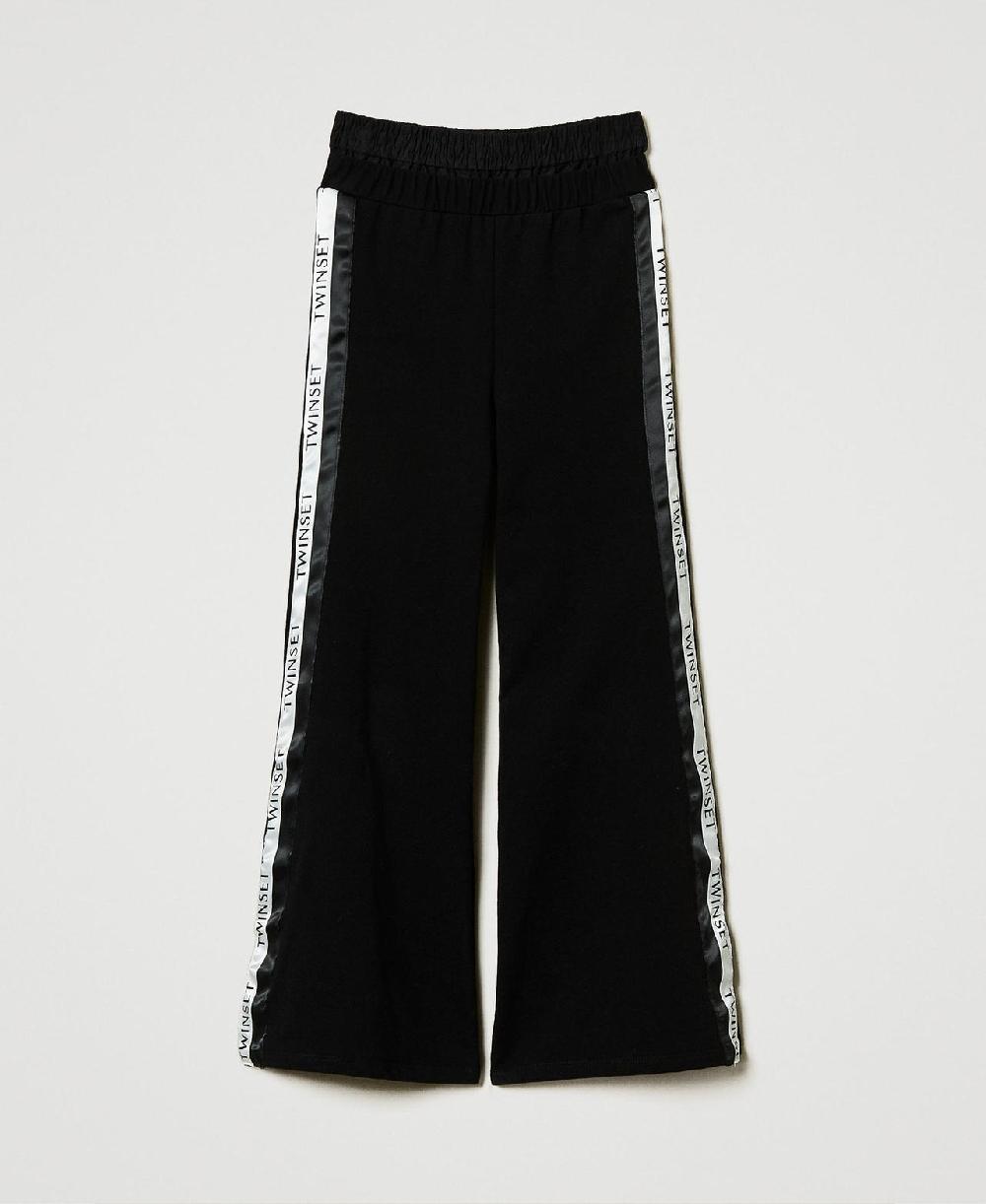 Scee by twin set Pantaloni a palazzo in felpa con logo Liquidazione