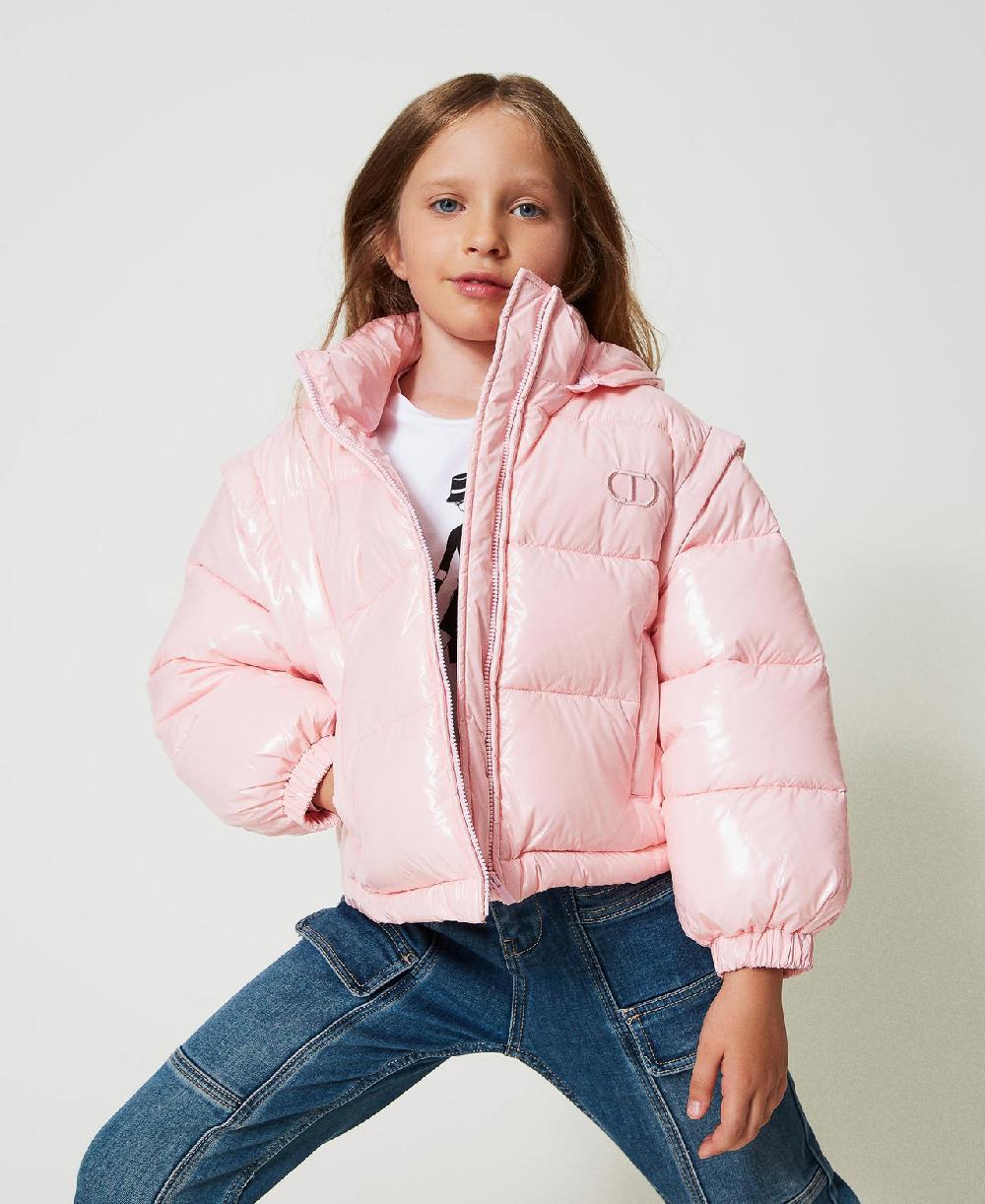 Scee by twin set Piumino lucido con logo ricamato Comprane uno, ottenene uno gratis