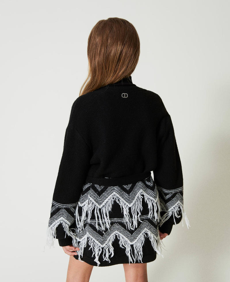 Scee by twin set Cappotto in maglia misto lana con frange Super Saving Price