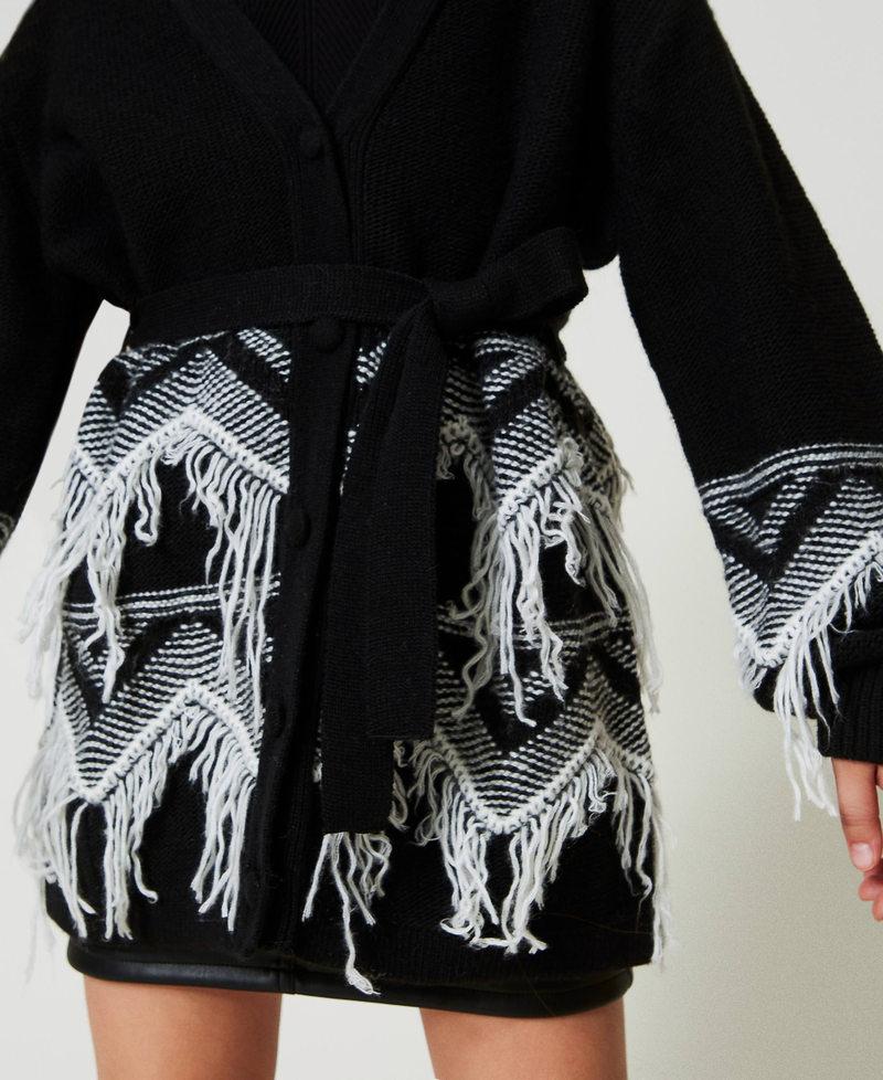 Scee by twin set Cappotto in maglia misto lana con frange Super Saving Price