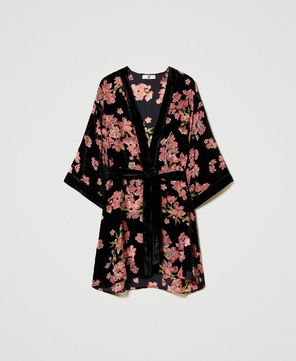 Scee by twin set Vestaglia in velluto dévoré a fiori Fino al 65% di sconto