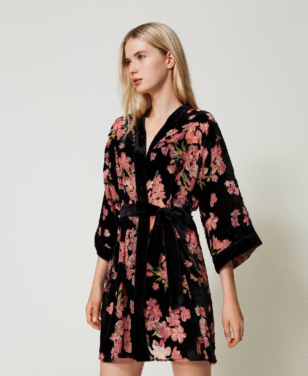 Scee by twin set Vestaglia in velluto dévoré a fiori Fino al 65% di sconto
