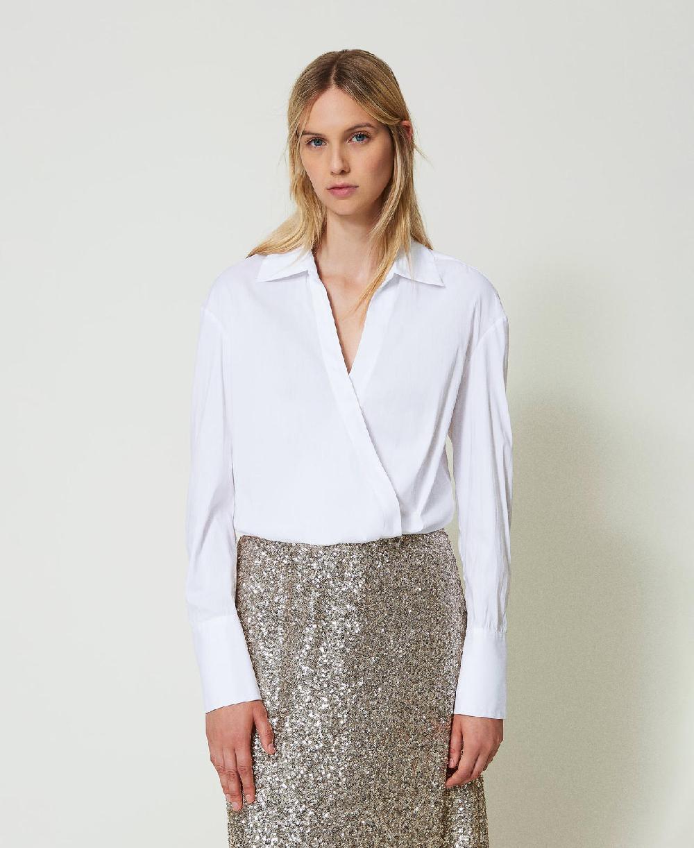 Scee by twin set Blusa in popeline con incrocio Only for today
