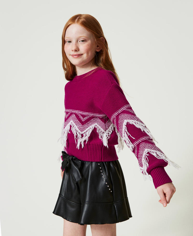 Scee by twin set Maglia in misto lana con frange Enormi sconti