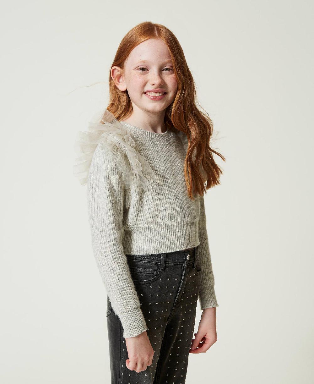 Scee by twin set Maglia regular con balze in tulle 50% di sconto con spedizione gratuita