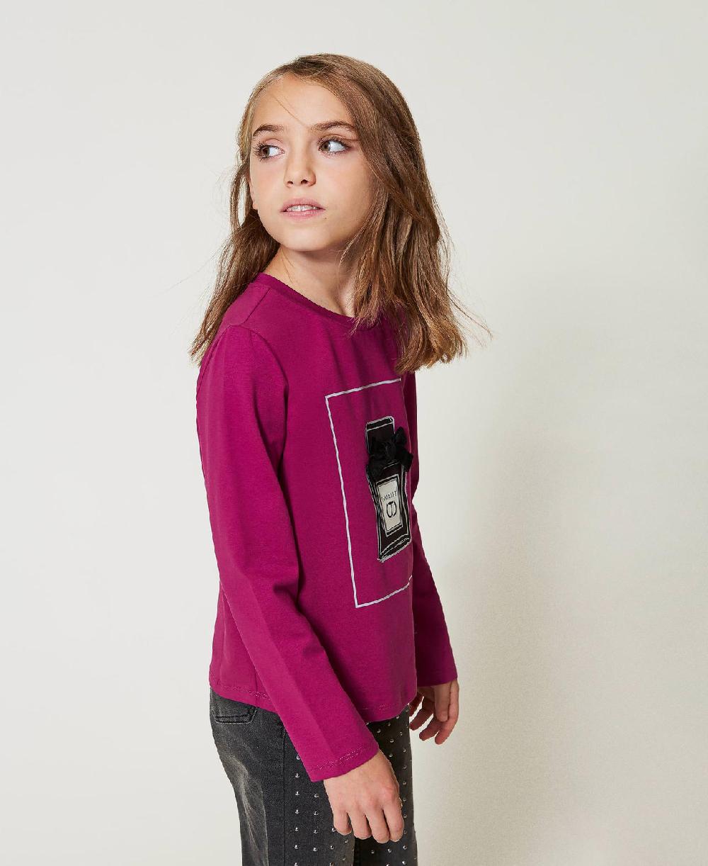 Scee by twin set T-shirt con stampa e glitter Trasporto libero internazionale