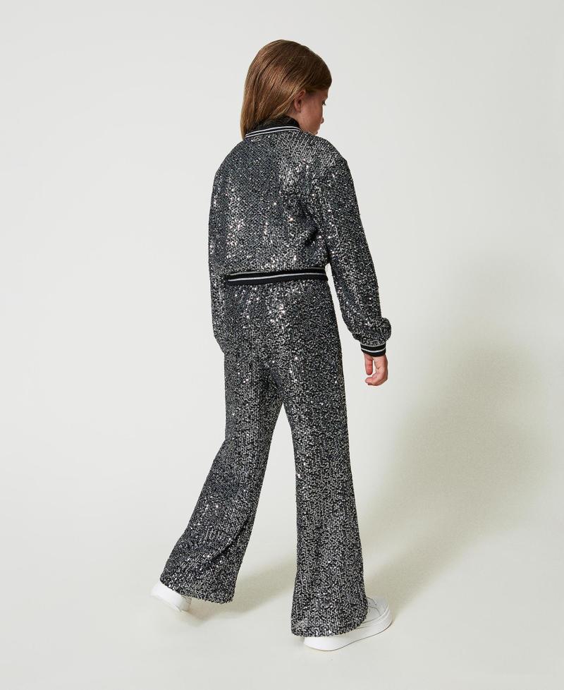 Scee by twin set Pantaloni a palazzo in full paillettes Black Friday Prezzi
