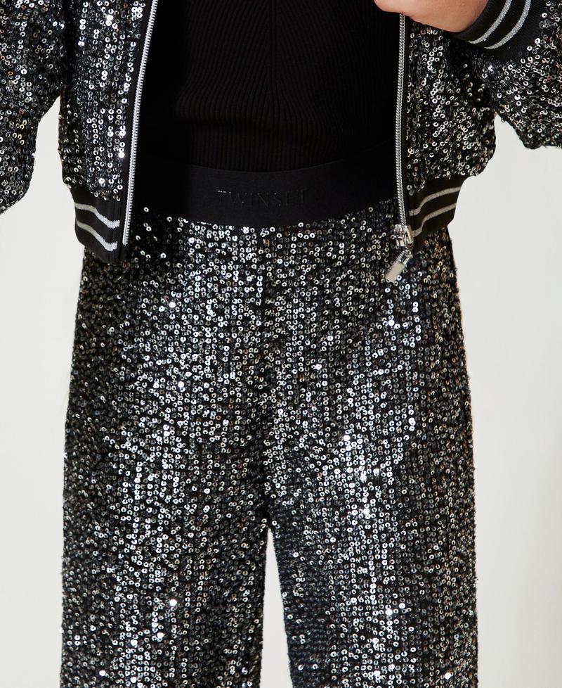 Scee by twin set Pantaloni a palazzo in full paillettes Black Friday Prezzi