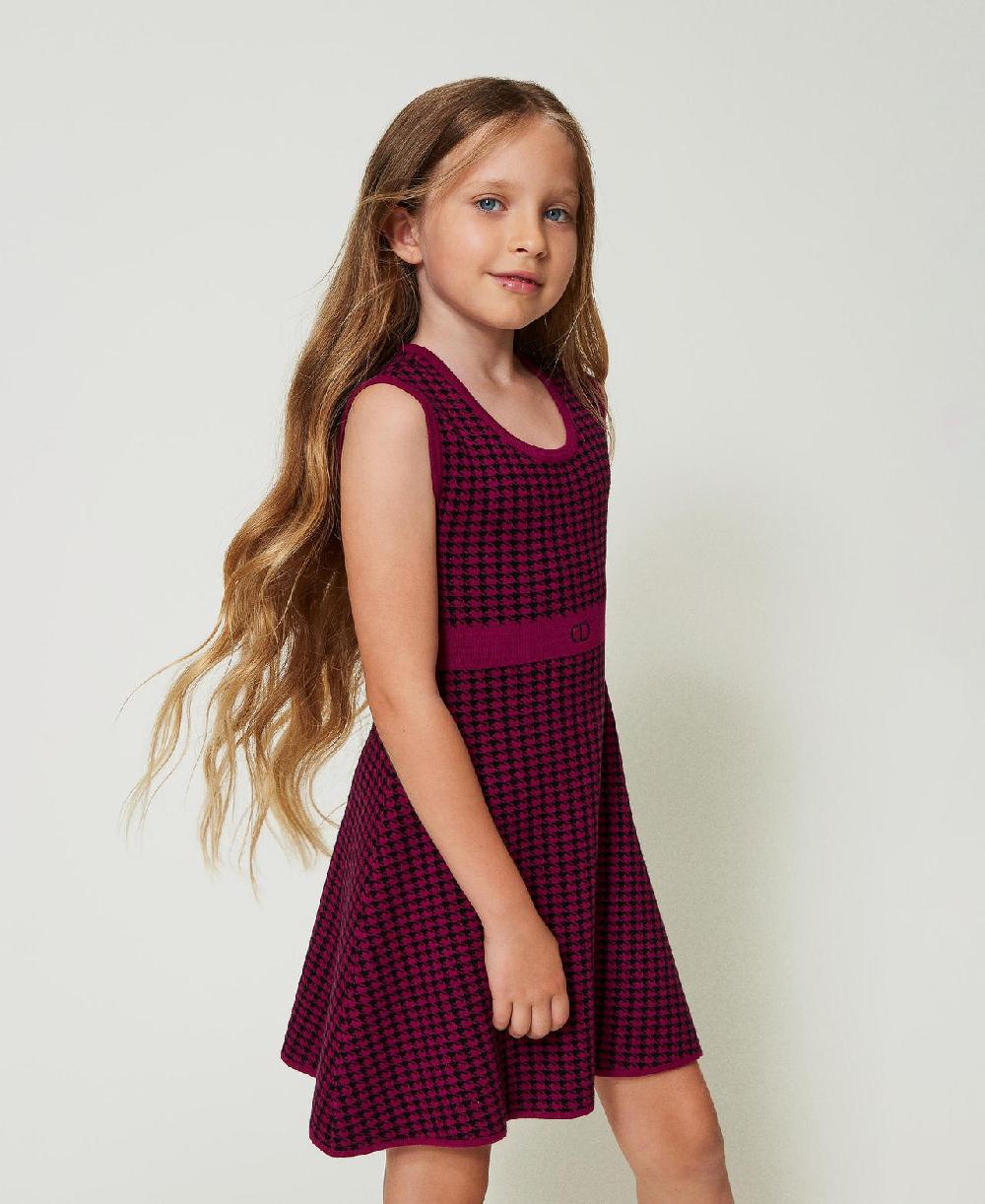 Scee by twin set Abito corto in maglia jacquard pied de poule 50% di sconto per tempo limitato