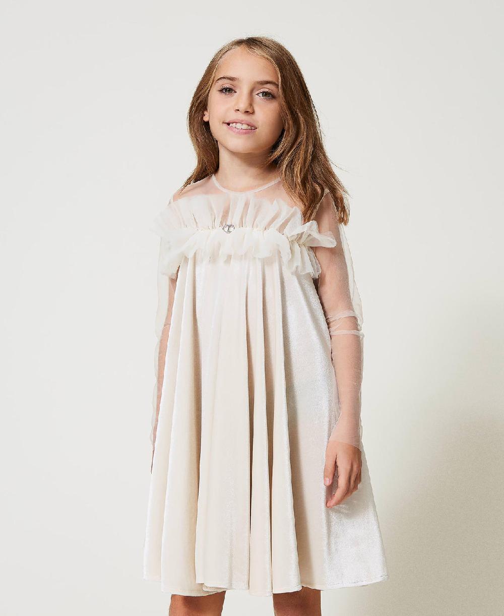 Scee by twin set Abito corto in ciniglia e tulle 2025