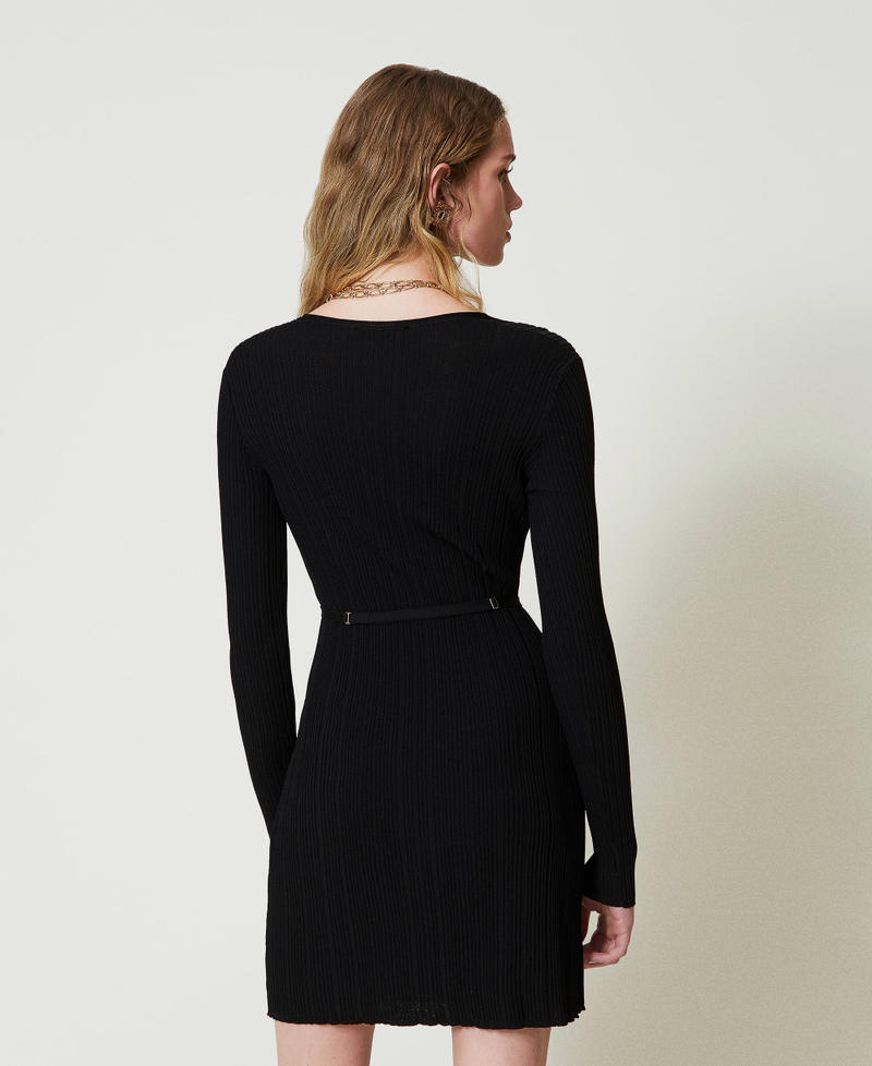Scee by twin set Abito corto in maglia a costine con cintura Spedizione Gratuita