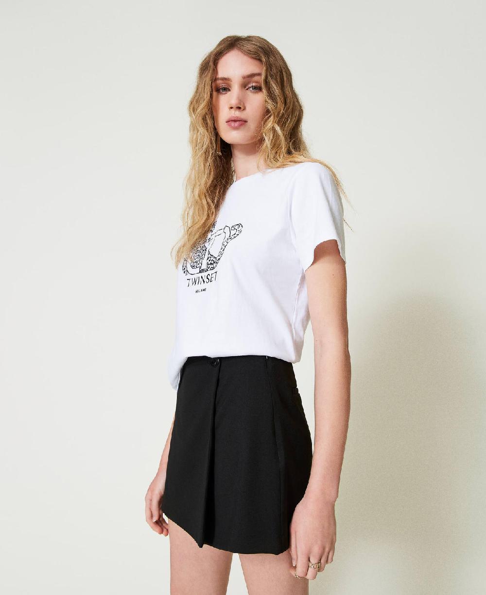 Scee by twin set T-shirt con ricamo logo e giaguaro Negozi Online