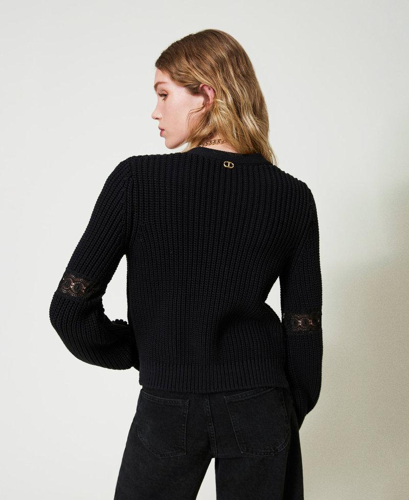 Scee by twin set Cardigan a costine con pizzo Sconto