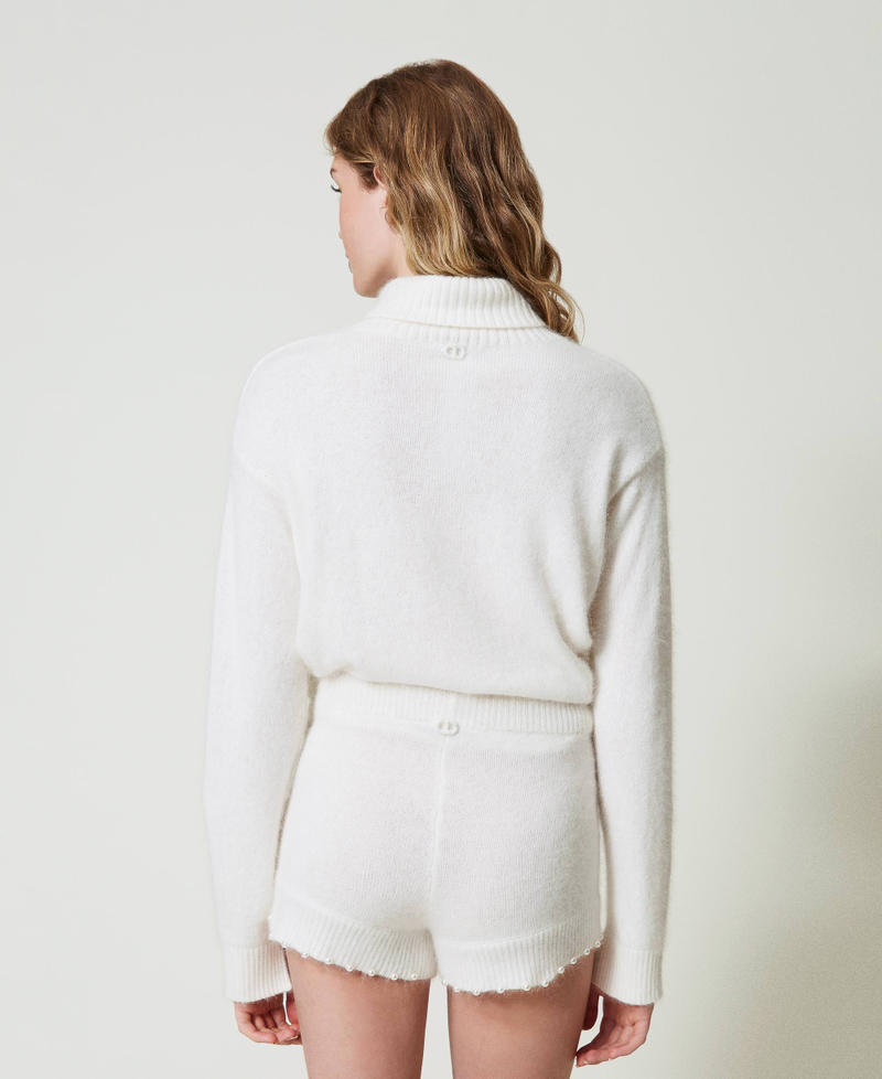 Scee by twin set Shorts in maglia misto angora con perle In Vendita