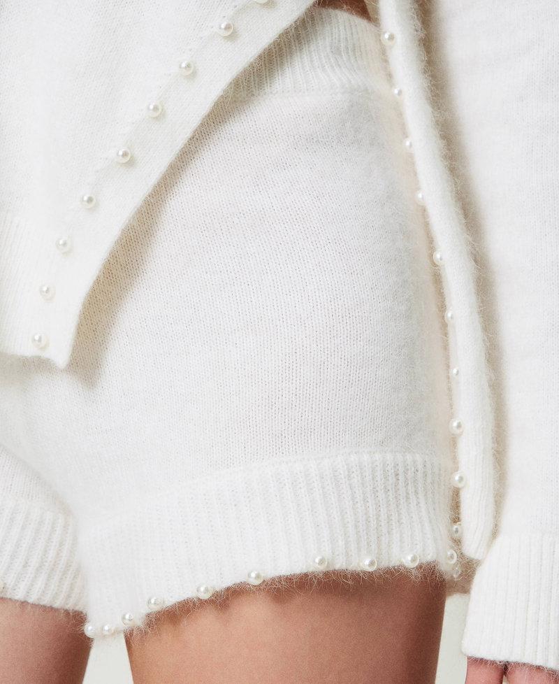 Scee by twin set Shorts in maglia misto angora con perle In Vendita