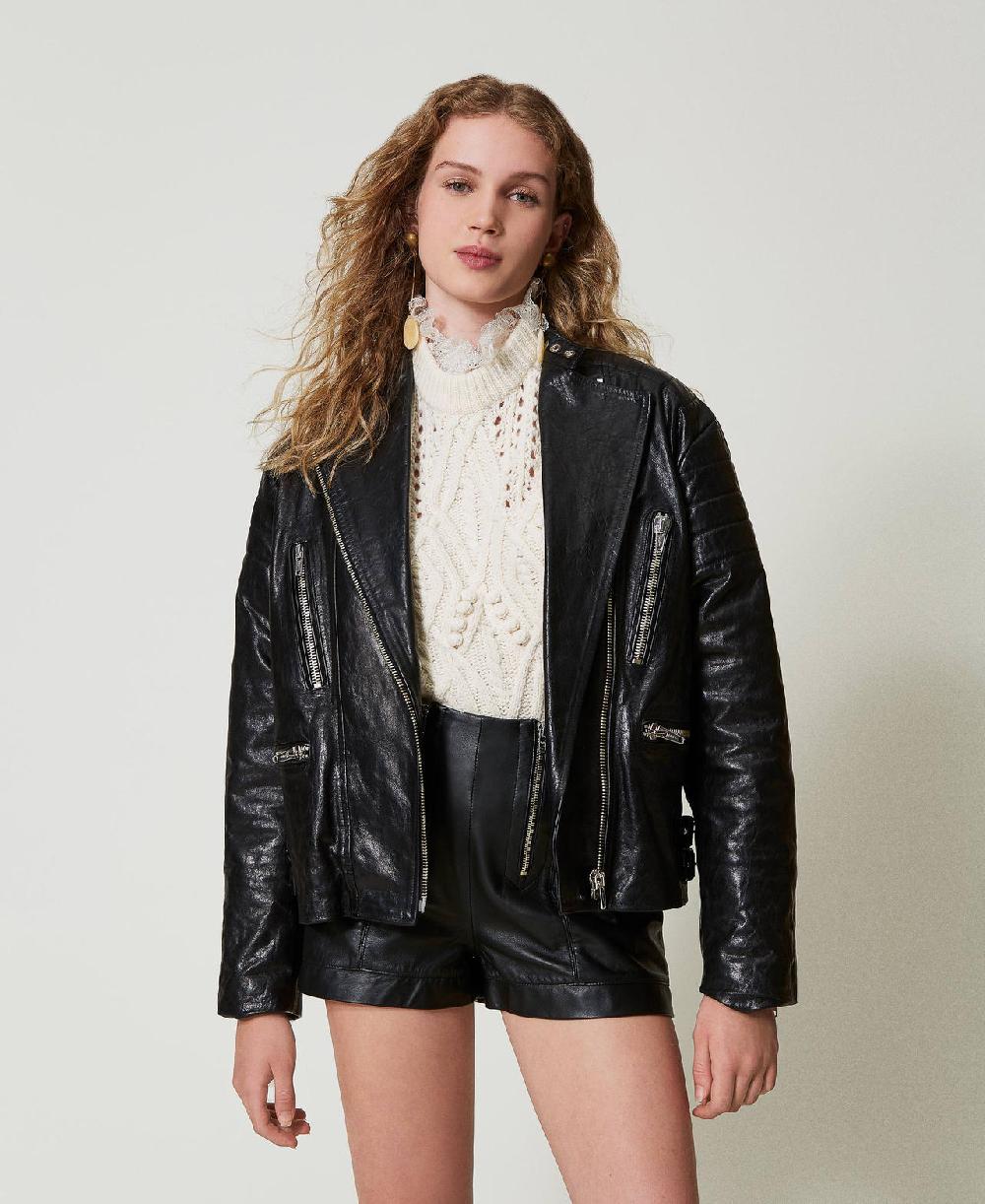 Scee by twin set Giacca biker 'Fairfax' in pelle Hotsell