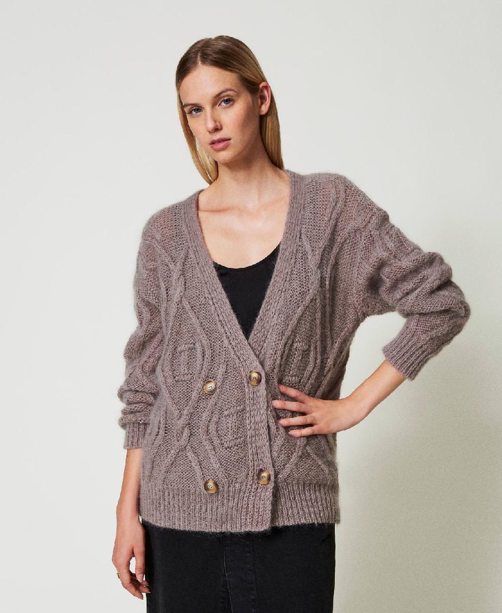 Scee by twin set Cardigan doppiopetto in misto mohair Vendita Economica