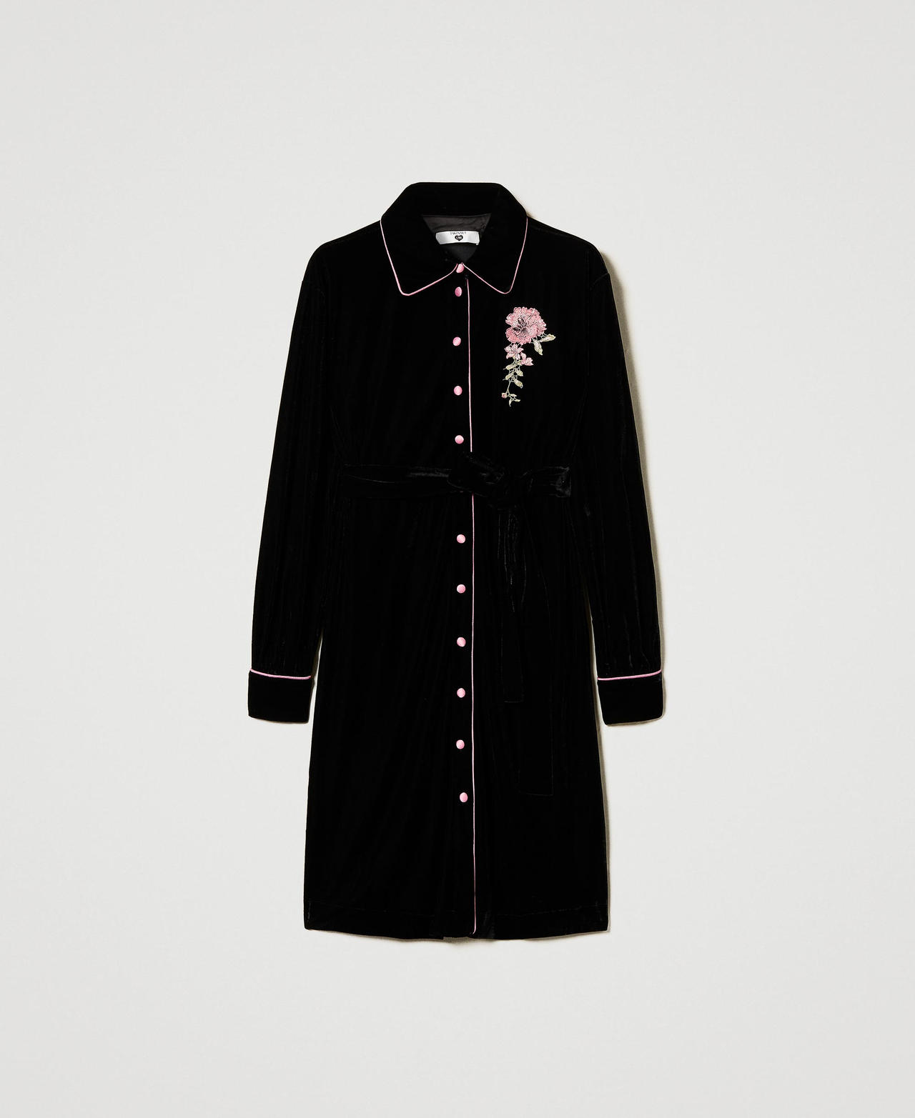 Scee by twin set Camicia da notte in velluto con ricamo Moda