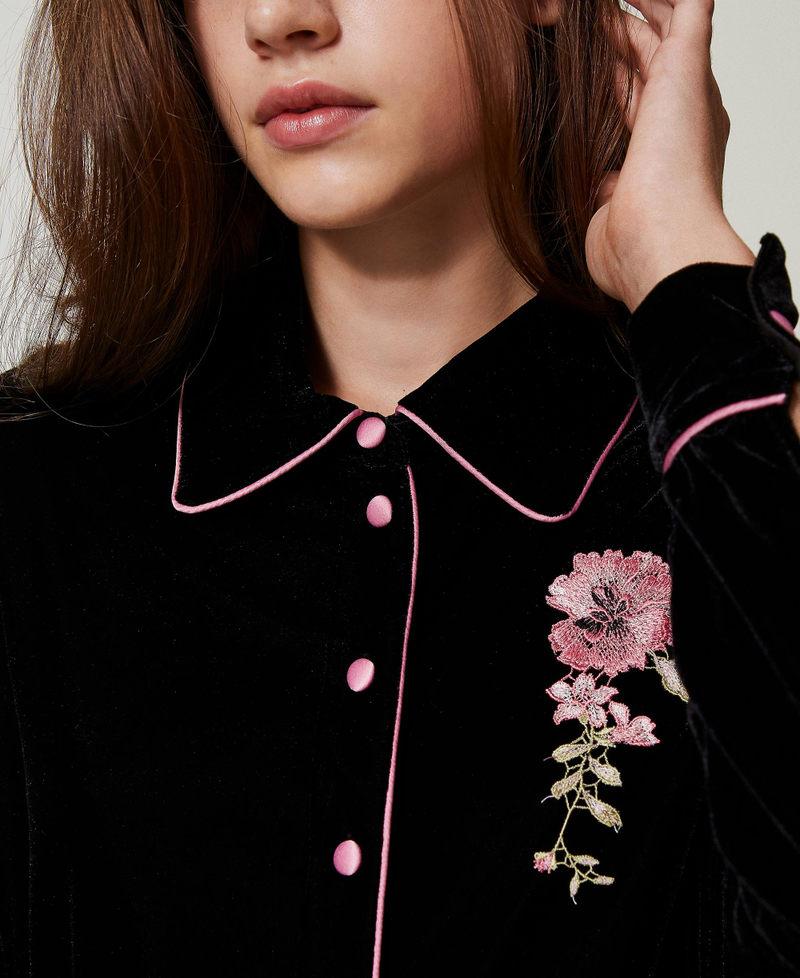 Scee by twin set Camicia da notte in velluto con ricamo Moda