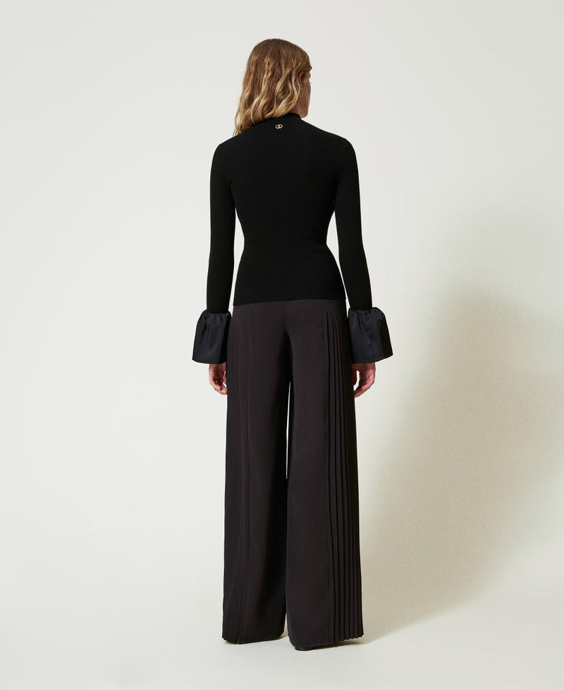 Scee by twin set Pantaloni a palazzo in georgette plissé Prezzo di fabbrica