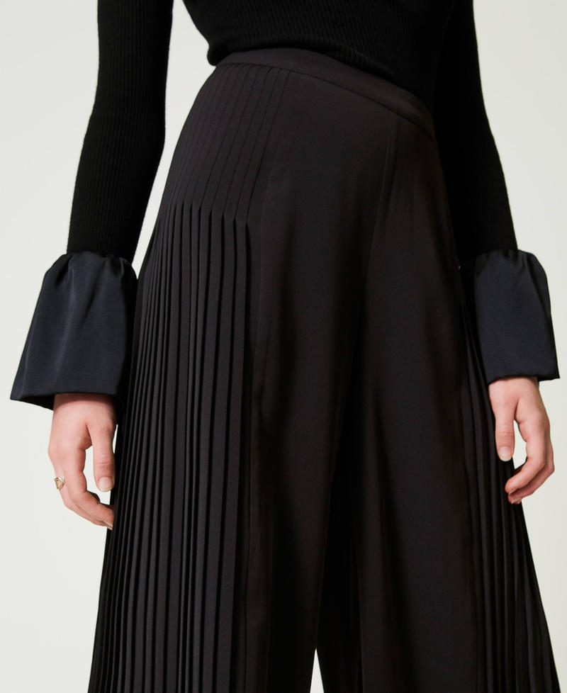 Scee by twin set Pantaloni a palazzo in georgette plissé Prezzo di fabbrica