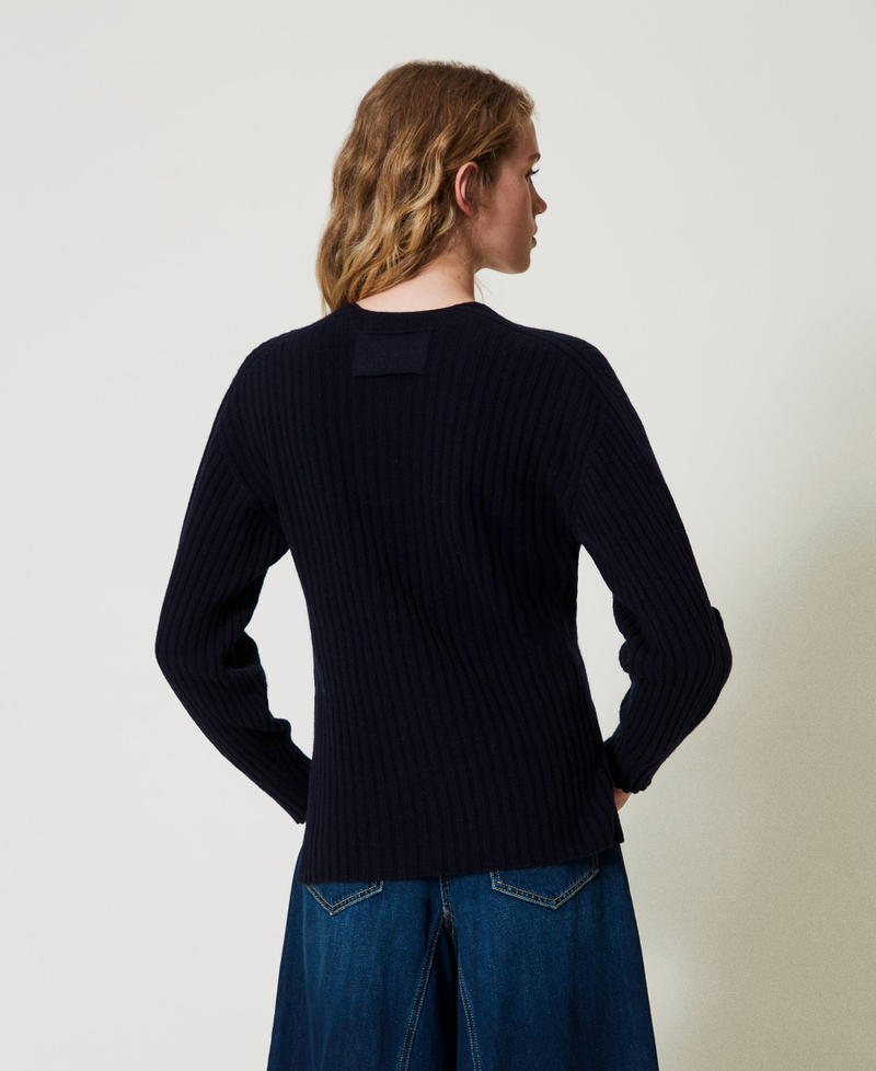 Scee by twin set Maglia in lana e cashmere a costine Offerta speciale