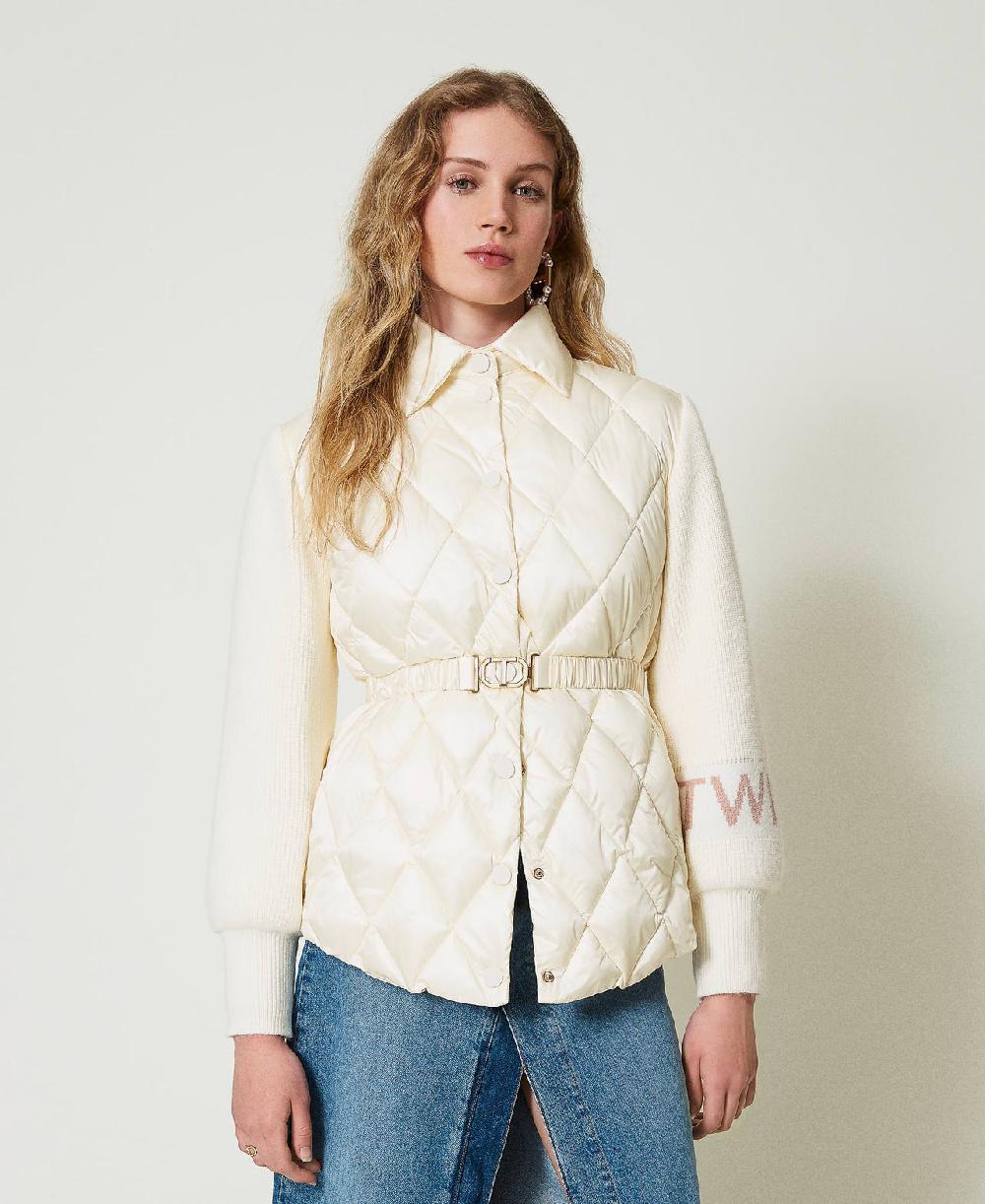 Scee by twin set Piumino trapuntato con maniche in maglia Grande vendita