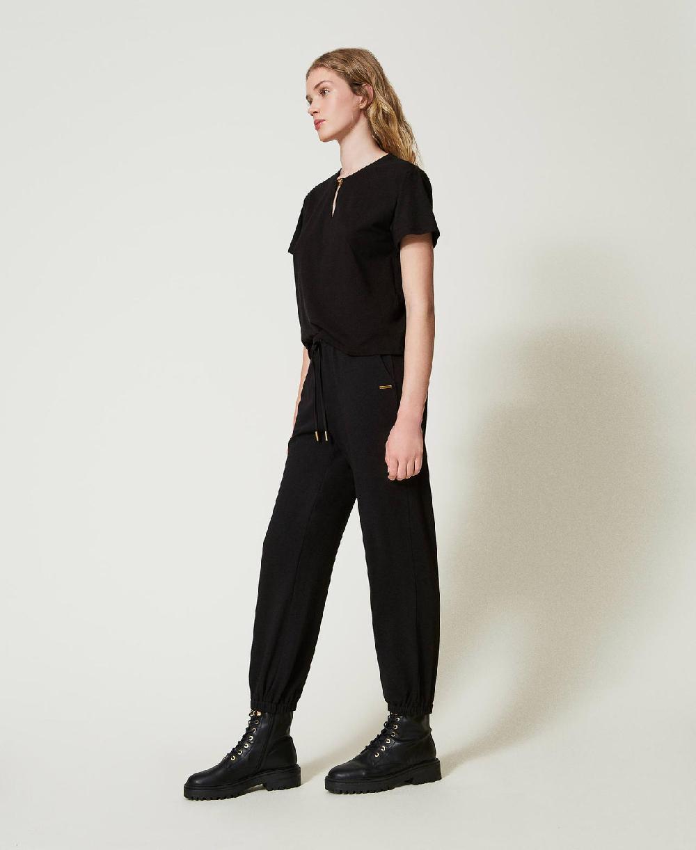 Scee by twin set Pantaloni joggers in felpa con raso Fornitura limitata
