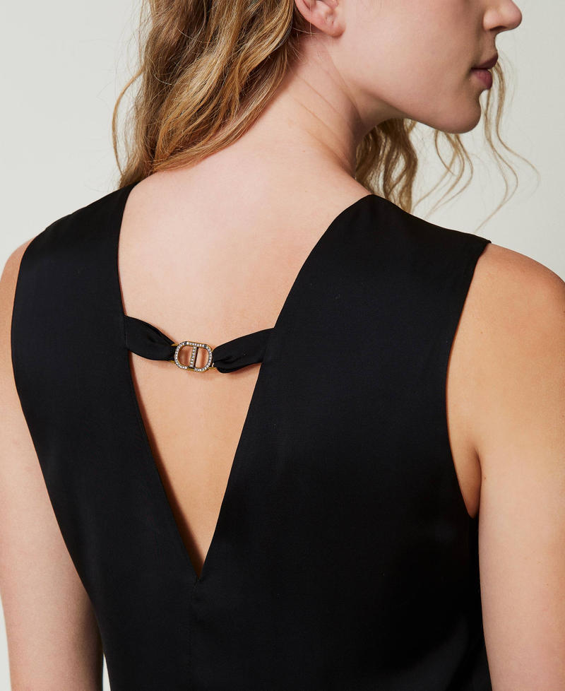 Scee by twin set Abito corto smanicato in raso con piume Black Friday