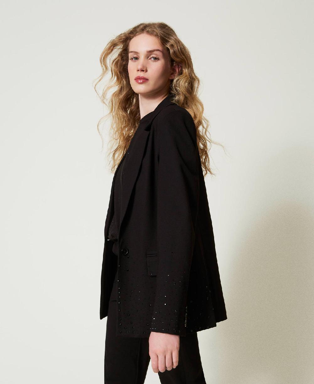 Scee by twin set Giacca blazer con strass dégradé Offerta natalizia