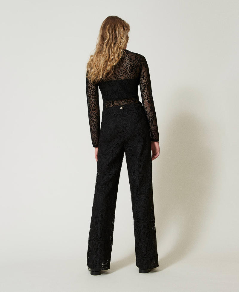 Scee by twin set Pantaloni wide leg in pizzo macramè Offerta Pasqua