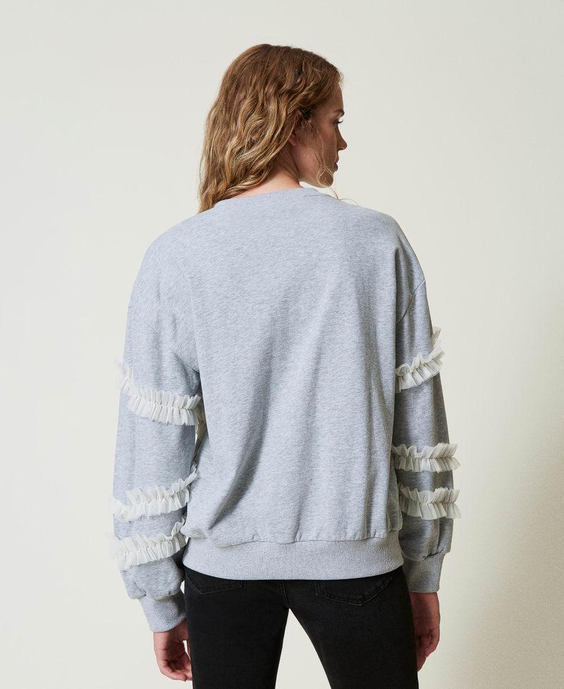 Scee by twin set Felpa mélange con volant in tulle Online Outlet