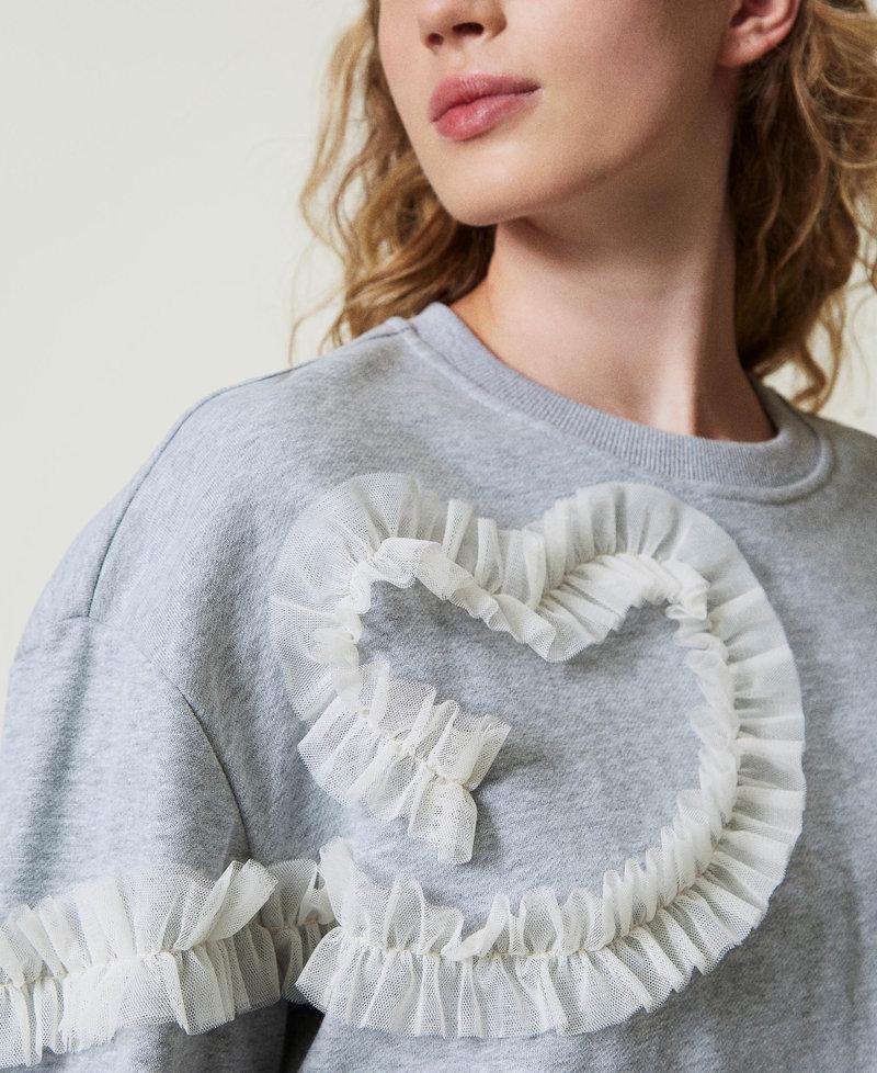 Scee by twin set Felpa mélange con volant in tulle Online Outlet