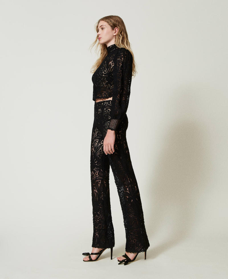 Scee by twin set Pantaloni in maglia crochet a fiori Offerte esclusive
