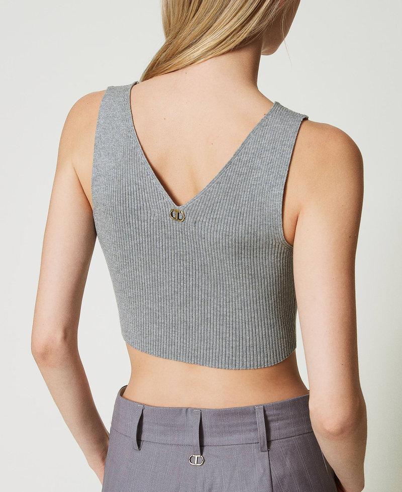 Scee by twin set Top cropped in maglia a costine Lightning offer