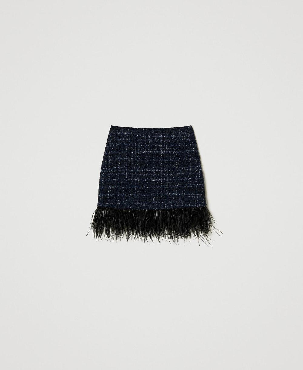 Scee by twin set Minigonna bouclé con piume Comprane uno, ottenene uno gratis