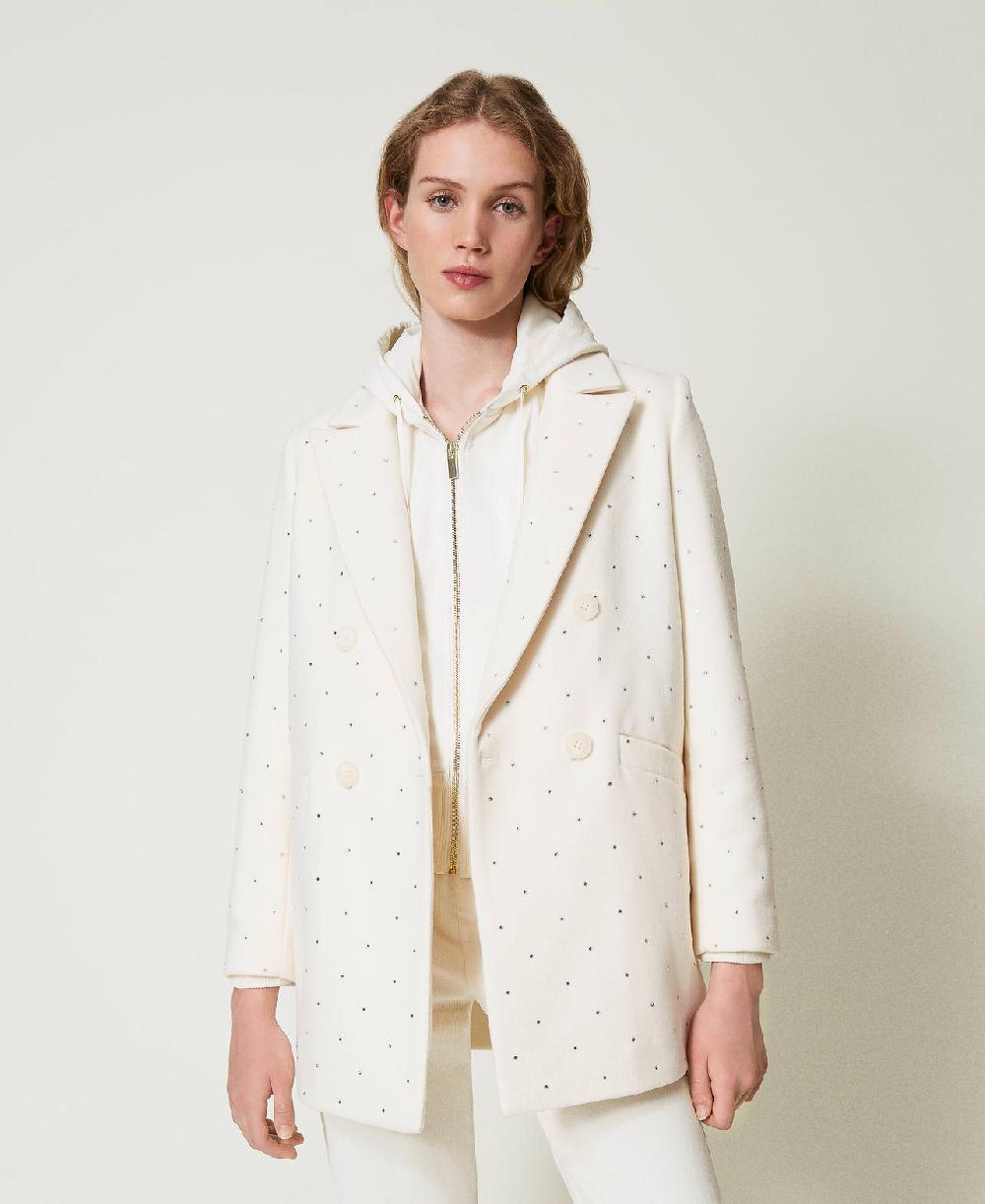 Scee by twin set Cappotto corto in panno con strass Offerta settimanale