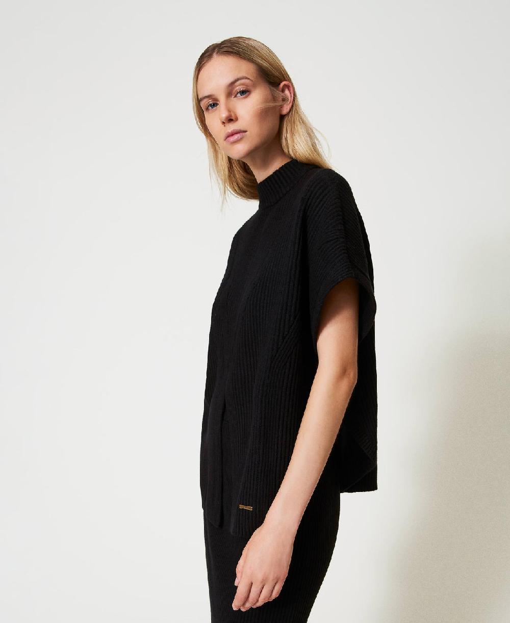 Scee by twin set Maglia a poncho a costine Promozione temporanea