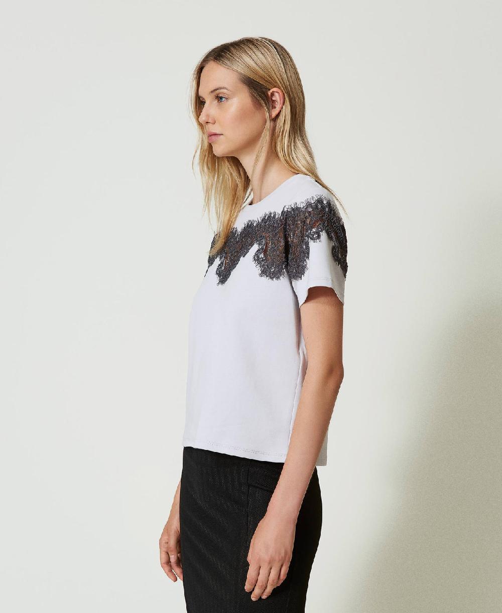 Scee by twin set T-shirt regular con pizzo intarsiato Fino al 60% di sconto