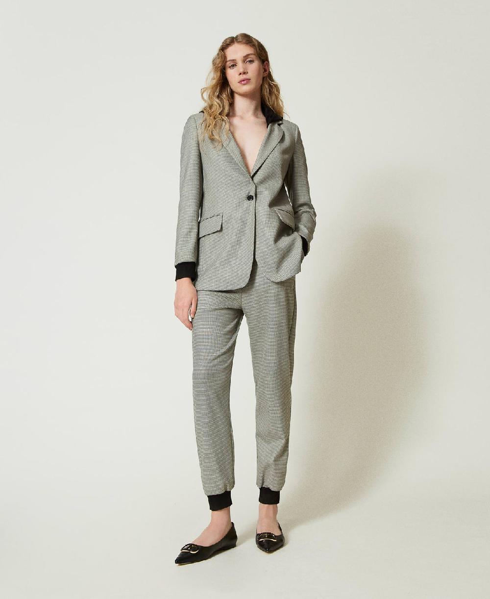 Scee by twin set Pantaloni joggers in pied de poule Fino al 65% di sconto