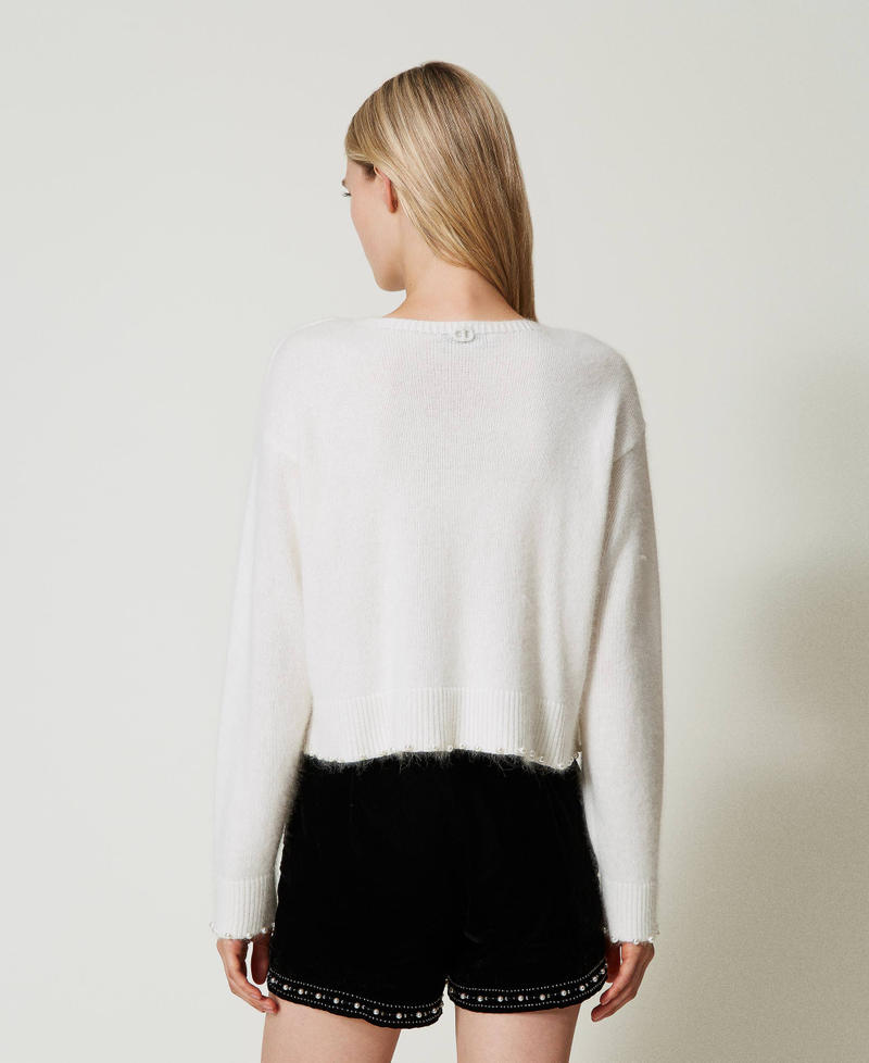 Scee by twin set Maglia cropped in misto angora con perle Offerta speciale della fabbrica
