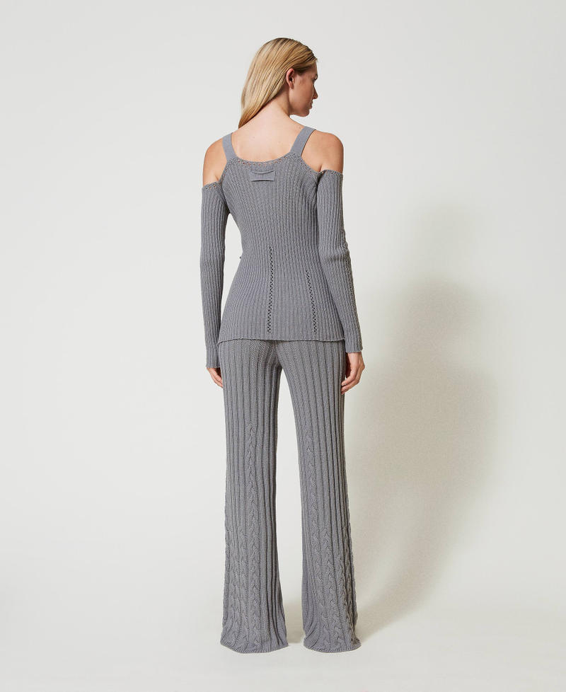 Scee by twin set Pantaloni flare in filato Treeblend con trecce Sostegno trimestrale