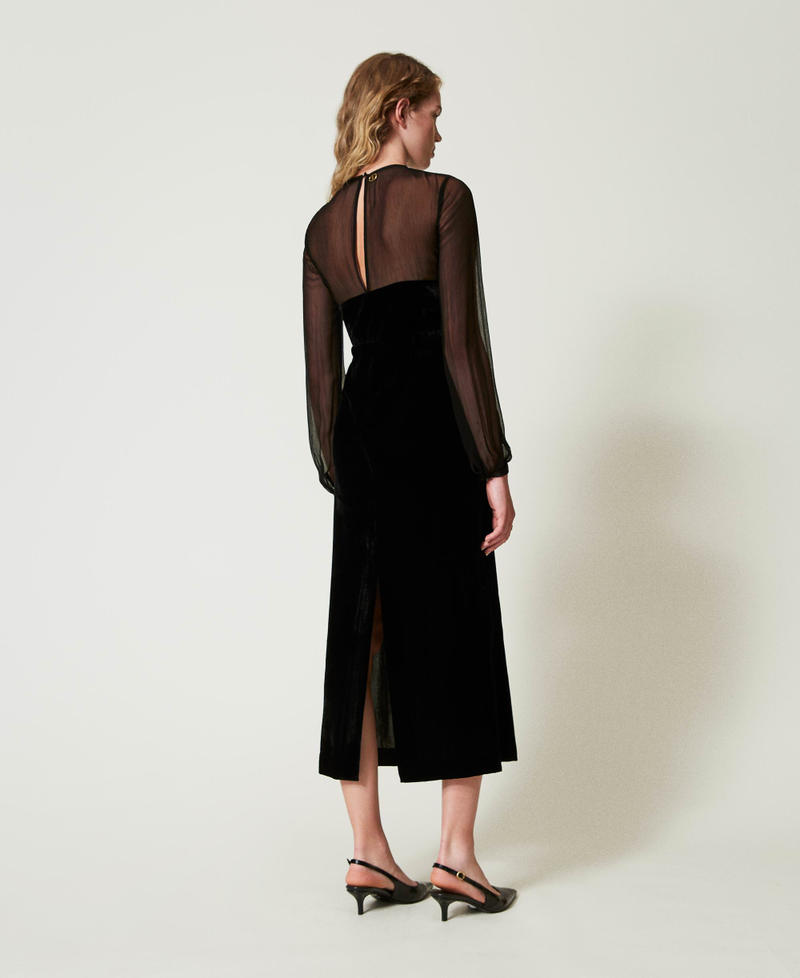 Scee by twin set Abito longuette in chiffon e velluto Fino al 55% di sconto