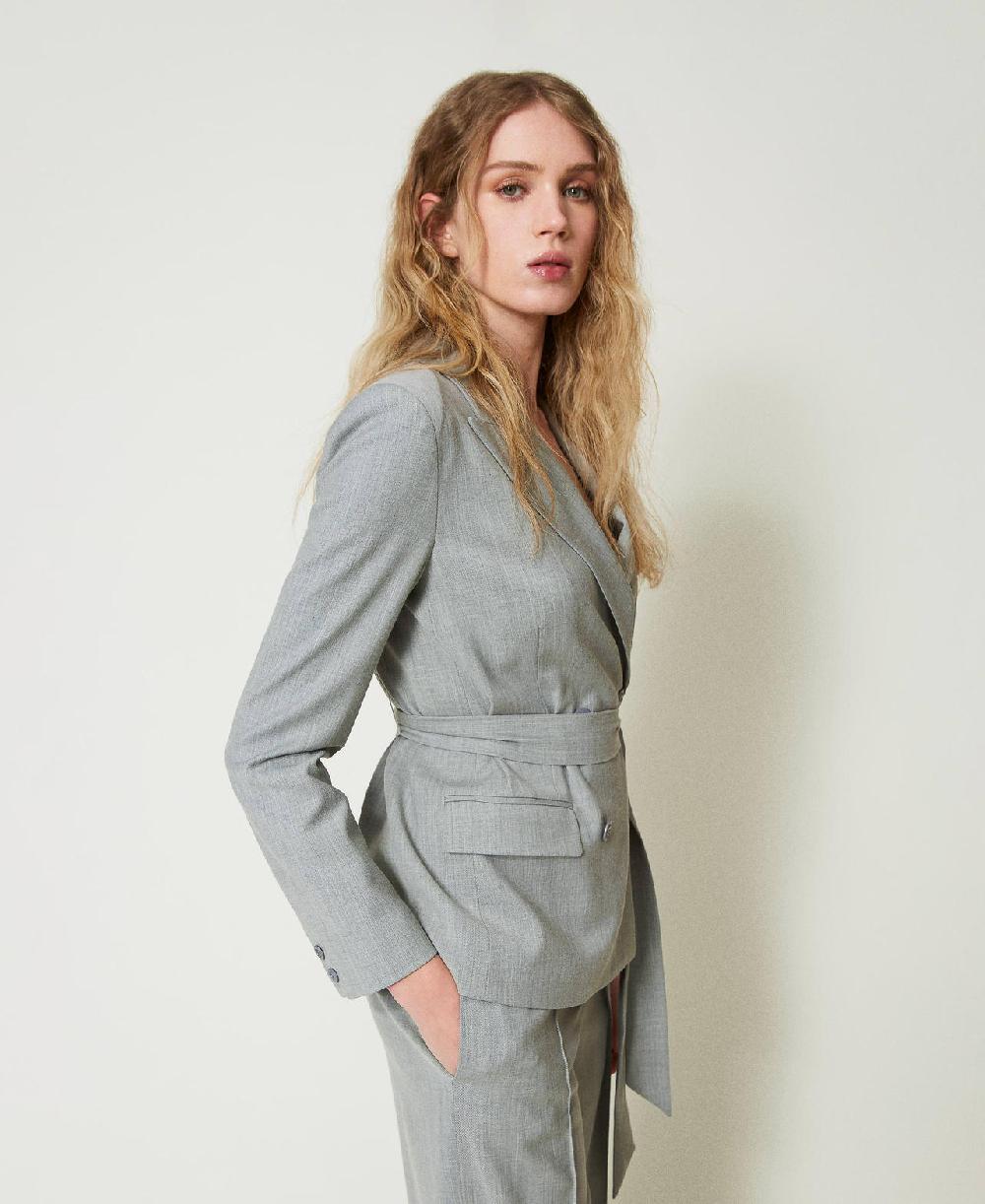 Scee by twin set Giacca blazer in misto lana con cintura Enormi sconti
